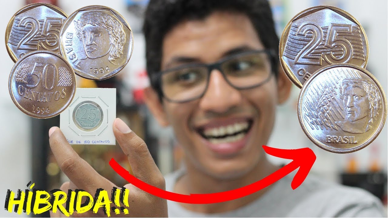 RARA MOEDA DE 25 COM EFÍGIE DE 50 CENTAVOS - MOEDA HIBRIDA 