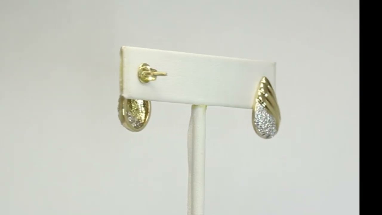 Natural Diamond Teardrop Earrings .82CT 14K Yellow Gold Screw Back 11/16” Long - 34055