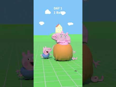 Mama Pig inflate - Day 1 Challenge - How big can Mummy Pigget? 😲 #peppapig #shorts #challenge