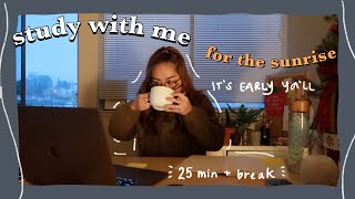 1 hr sunrise real time study with me: 25 min + break (no music, background noise, timer)