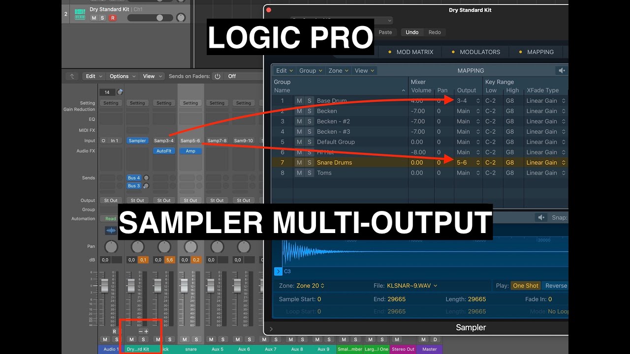 Logic Pro - Sampler in Multi-Output in the Mixer to Individually ...