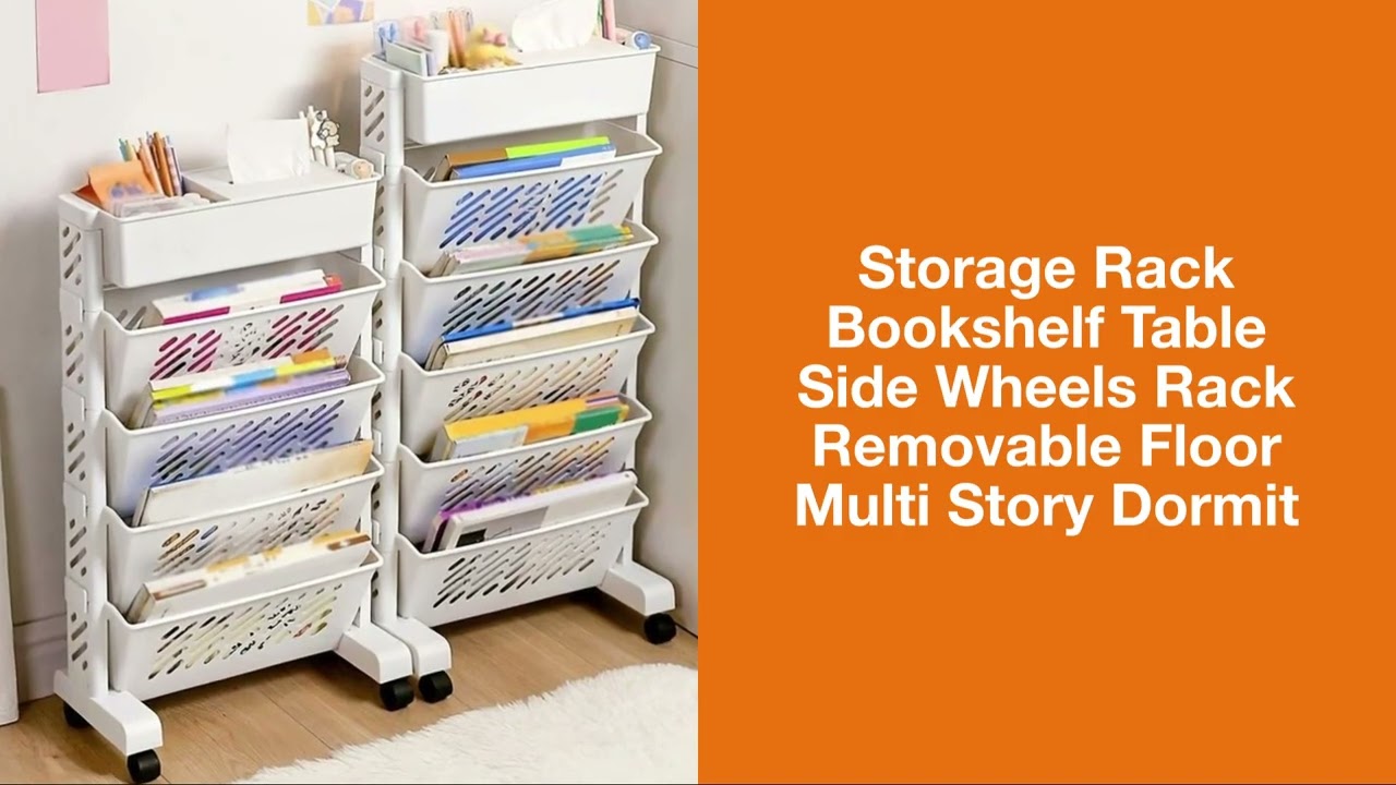 Storage Rack Bookshelf Table Side Wheels Rack Removable Floor Multi Story