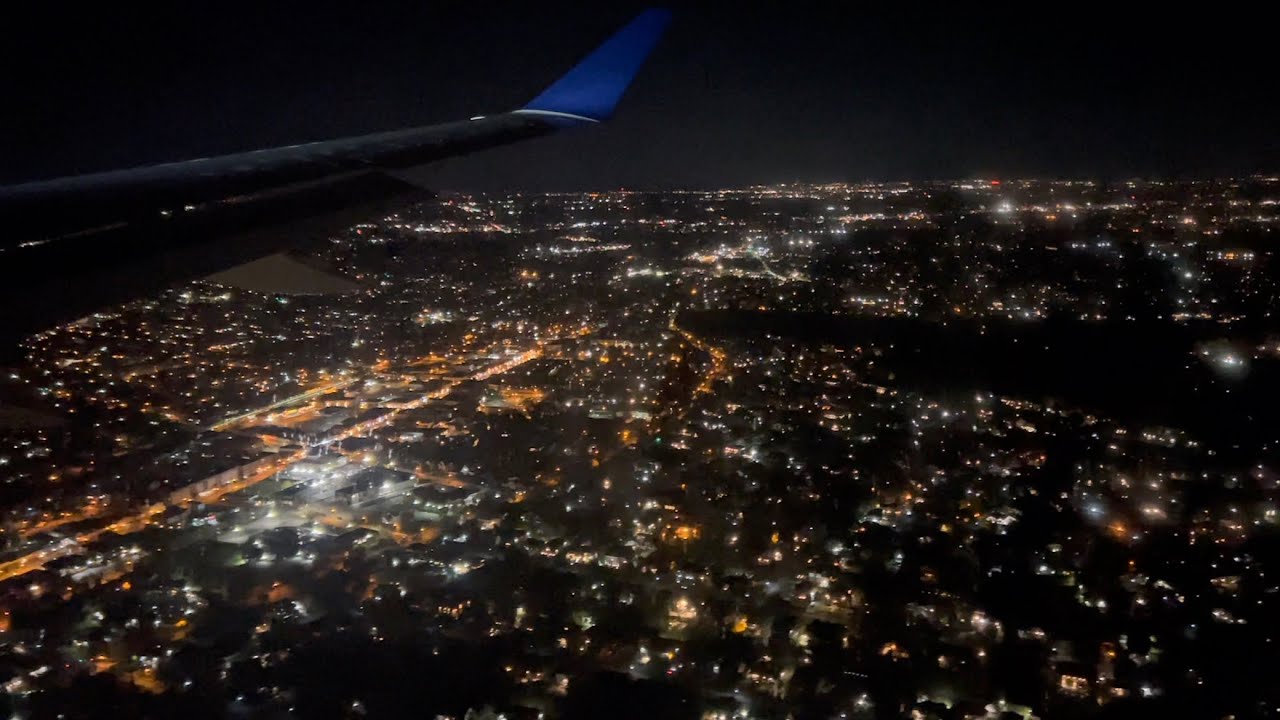 Airplane Landing New York JFK at Night YouTube