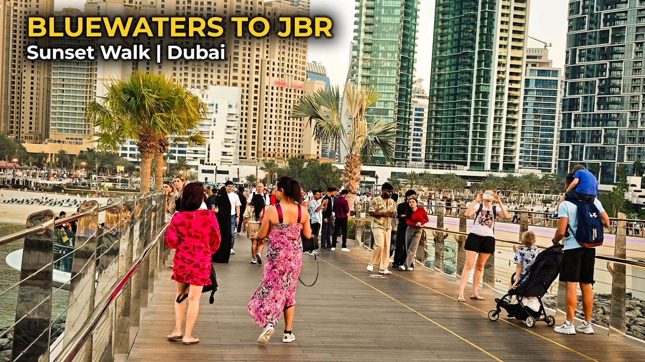 Sunset Walk from Bluewaters to JBR Beach Dubai | 360° Golden Hour