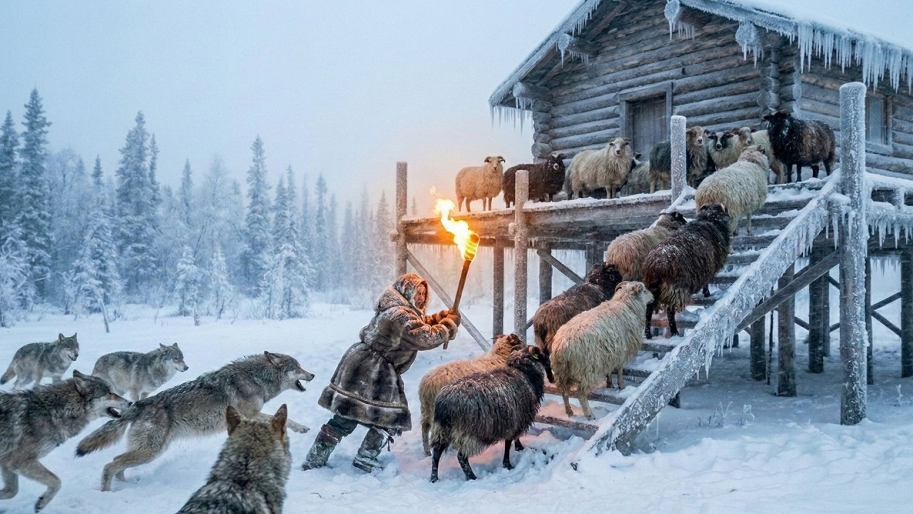 80-YEAR-OLD GRANDMOTHER BATTLES 1000 WOLVES TO PROTECT HER SNOW SHEEP AT -77°C IN THE MOUNTAINS