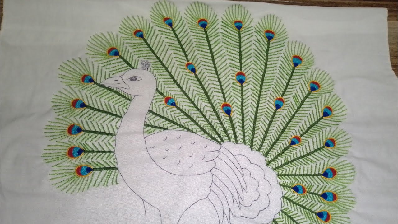 Bordado fácil para la cola de un hermoso pavoreal 🦚🦚 con puntadas sencillas y muy rápidas !!!