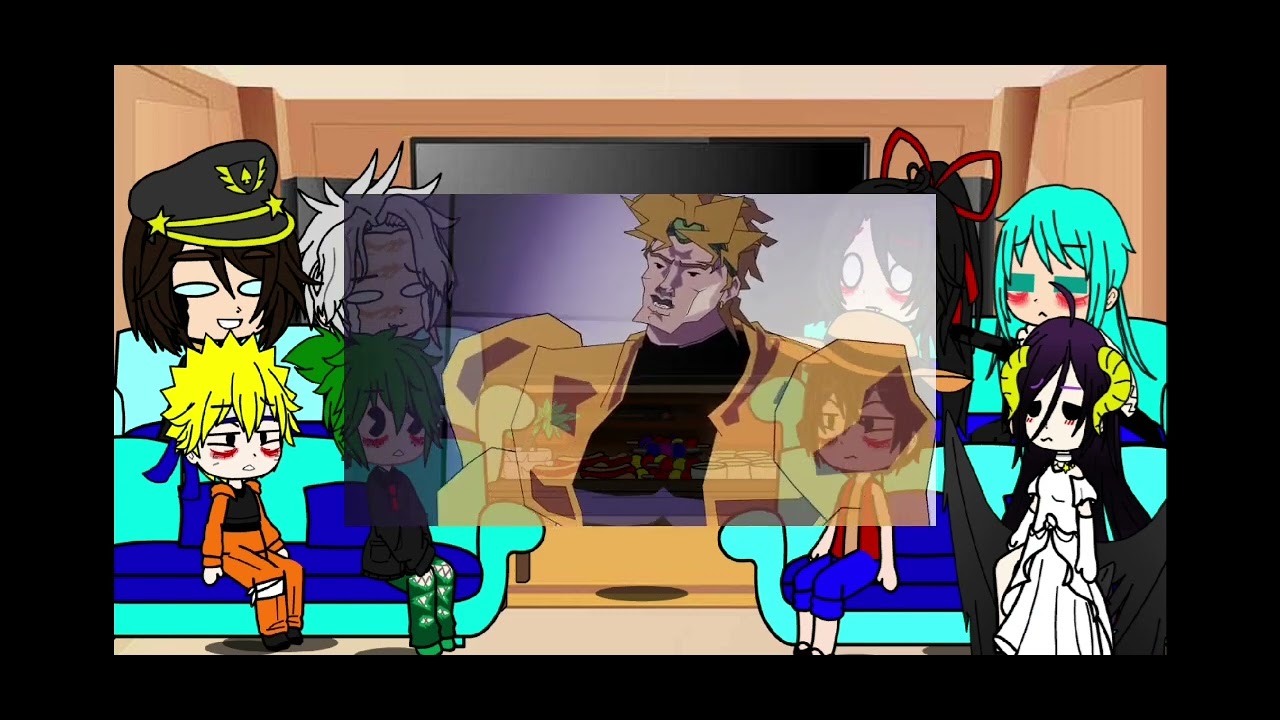 реакция аниме персонажей на бизарную зарубу дио и джотаро