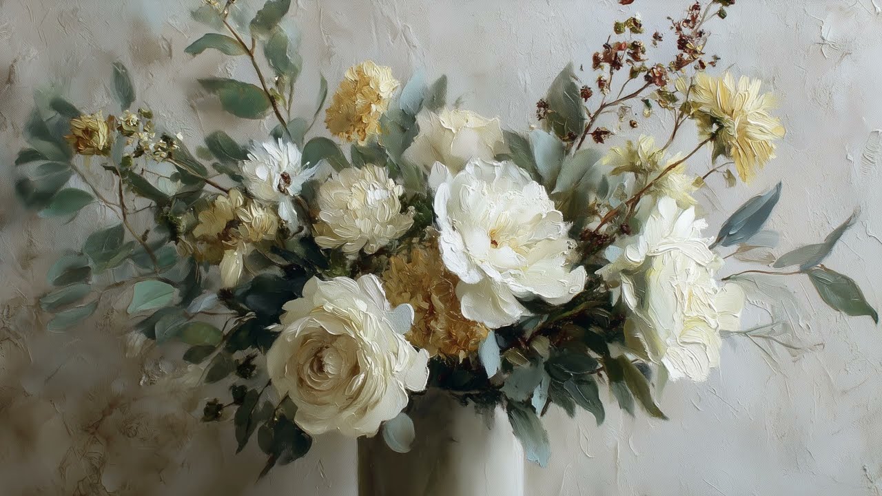 Vintage Winter Floral Frame TV Art ❄️ Botanical Flowers & Cozy Winter Decor (4K Ambient Art)