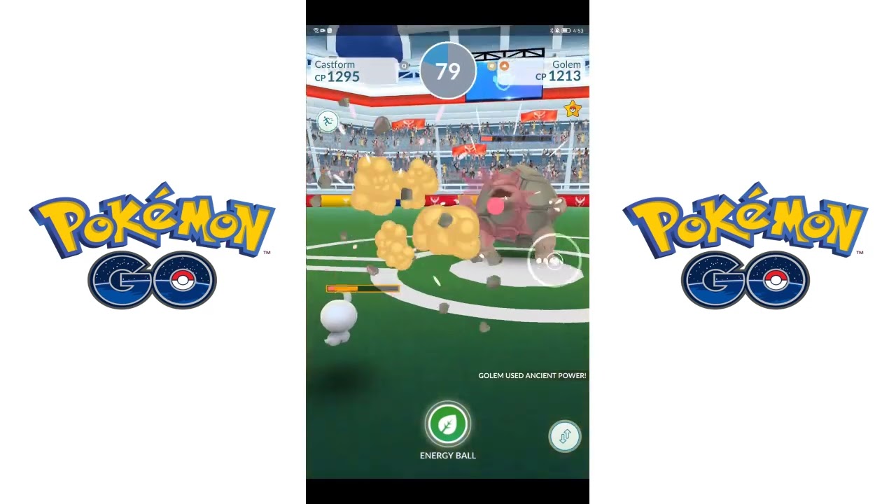 Pokemon Go Gym Battle Castform vs Golem