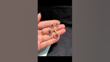 HV553-1 | Bộ nữ vàng 10k đá ruby Lục Yên | Bông tai - Mặt dây - Nhẫn - Giá 33 triệu - 0924.526.888