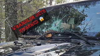 Wrangler gets smashed wheeling Mt. Herman and Schubarth off road trails in Monument, Colorado