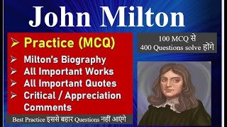 John Milton multiple choice Questions, Learn how to answer every option, get 400 questions on Milton