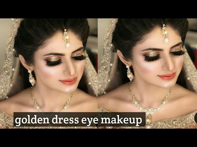 Golden dress bridal eye makeup // Golden dress py eye makeup // Golden eye makeup #goldeneyemakeup Golden dress bridal eye makeup // Golden dress py eye makeup // Golden eye makeup #goldeneyemakeup