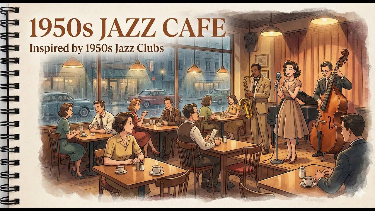 1950s Jazz Cafe ☕ Acoustic Vintage Jazz | Smooth & Relaxing Night Music