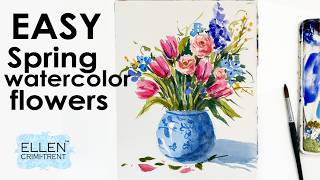 Watercolor Technique for Simple and EASY Spring  flowers