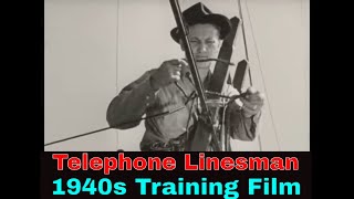 DROP WIRE INSTALLATION   1940s TELEPHONE LINESMAN TRAINING FILM   XD43624