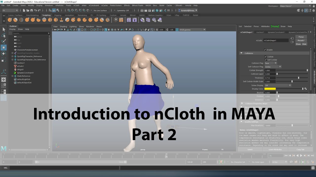 Introduction to nCloth in MAYA part 2 - YouTube