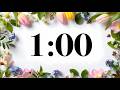 1 Minute Timer 🐞 Spring Flowers & Ladybugs | Happy Instrumental Music for Focus & Study