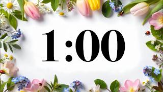 1 Minute Timer 🐞 Spring Flowers & Ladybugs | Happy Instrumental Music for Focus & Study screenshot 2
