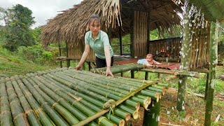 240 Days Single Mothers Life - Completing The Bamboo House Harvesting Building A New Life
