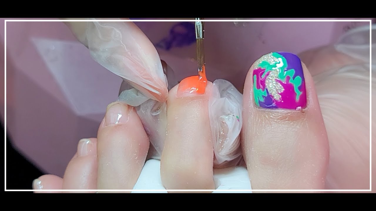 フットネイル 派手系フットデザイン スプラトゥーン風 ジェルネイル サロンワーク Youtube