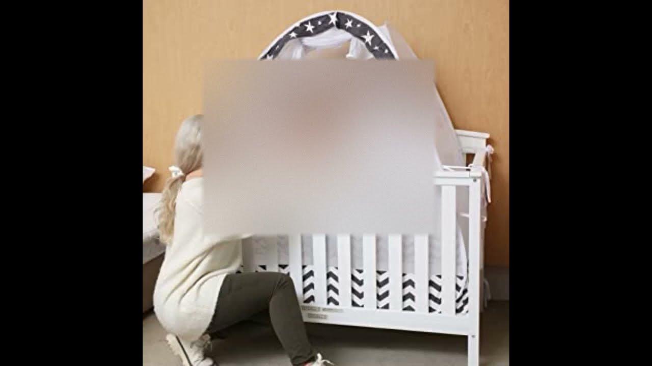 RUNNZER Crib Pop Up Tent, Baby Safety Mesh Cover Mosquito Net, Toddler