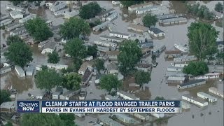 Cleanup starts at flood ravaged trailer parks