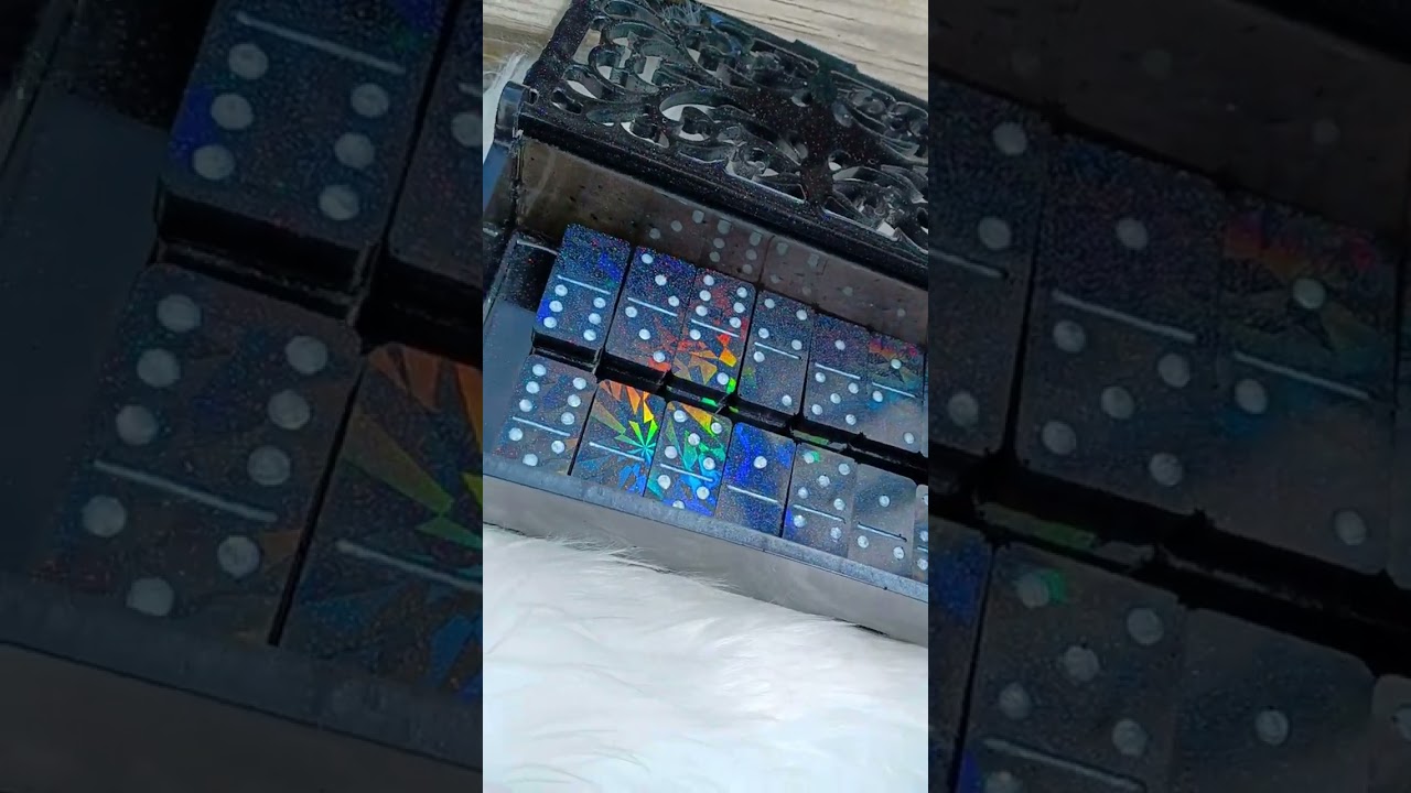 Holographic Glow in the Dark Domino Set Epoxy Resin