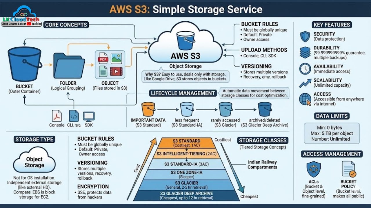 AWS S3 Explained | Simple Storage Service | Buckets, Objects & Lifecycle