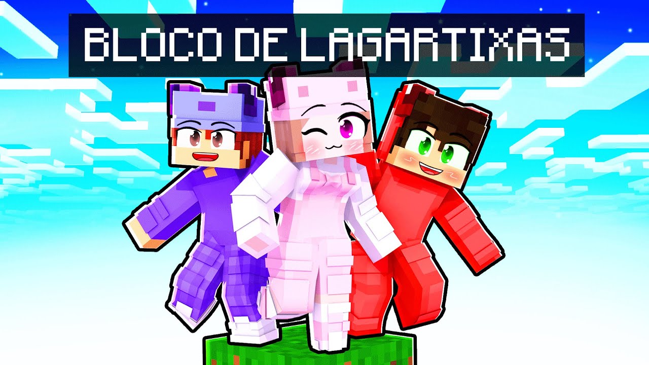 SOBREVIVENDO em APENAS um BLOCO DE LAGARTIXAS no MINECRAFT!