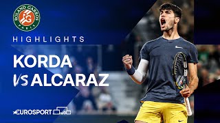 Sebastian Korda vs Carlos Alcaraz | Round 3 | French Open 2024 Highlights 🇫🇷