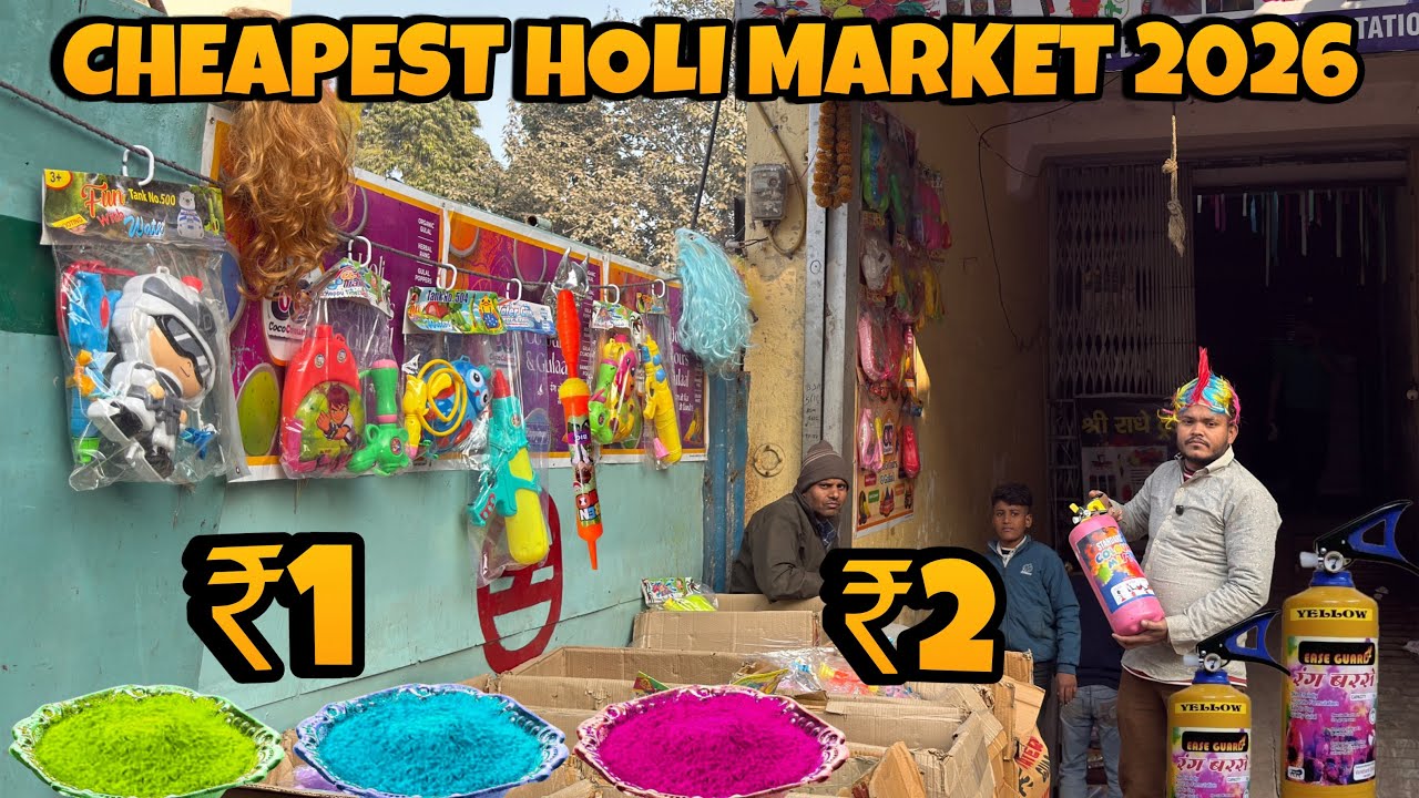 Cheapest Holi Market 2026 🔥 Exploring Gulal,Pichkari ₹3Rs | Holi Stash | Sadar Bazaar Holi Market