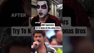 WWE SUPERSTARS Try To Name All The JONAS BROTHERS 🤔 #wwe #danhausen #wwefan #fyp