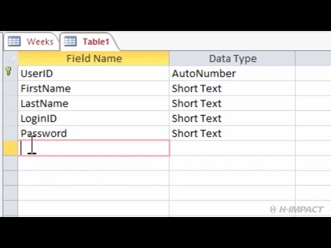 Access 2013 Create User Tables