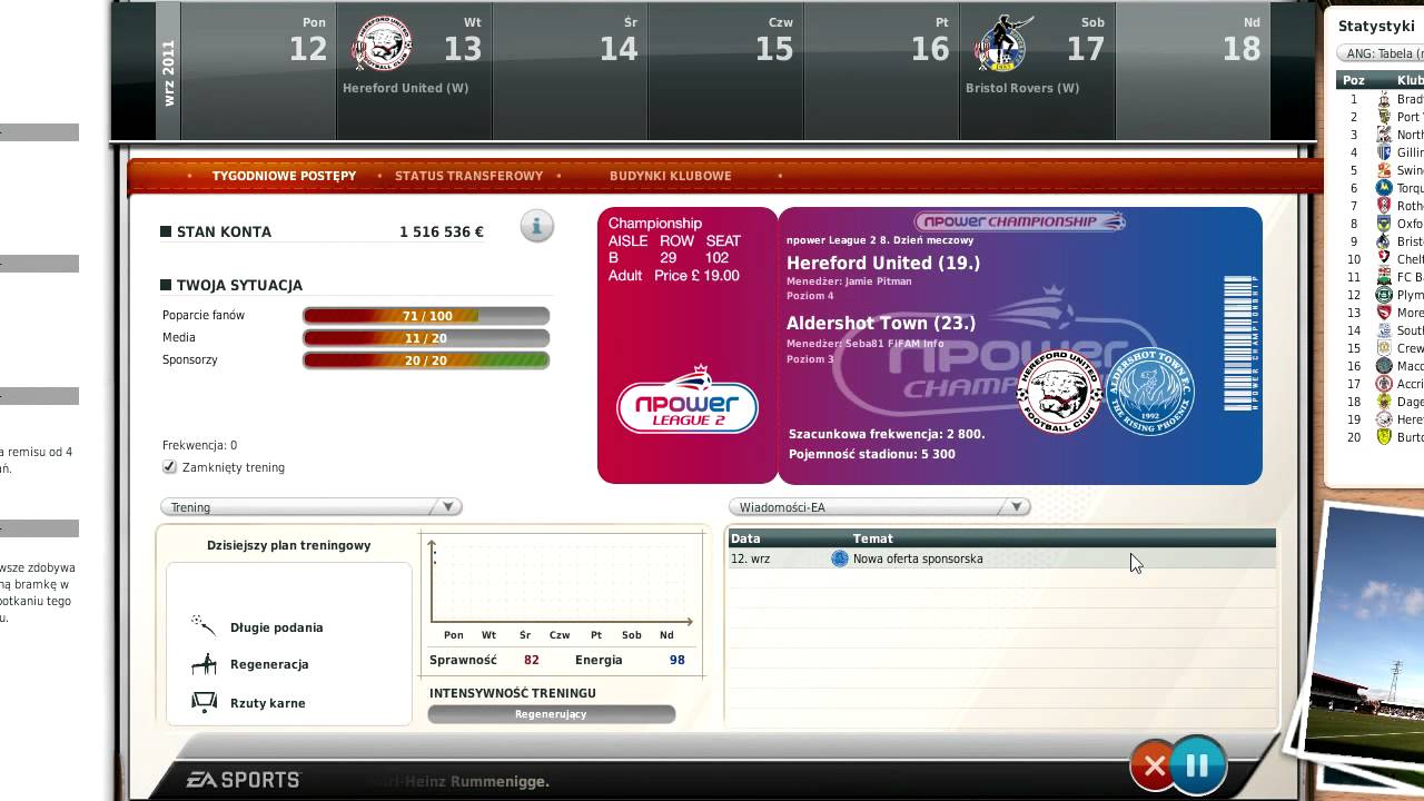 Let's play FIFA Manager 12 PL Aldershot Town Part 3