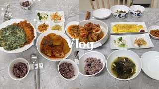 vlog l 집밥에 축복이 끝이없던날🎉 가족들이 대만족했던 집밥. 삼겹살김치말이, 고등어무조림, 부추전