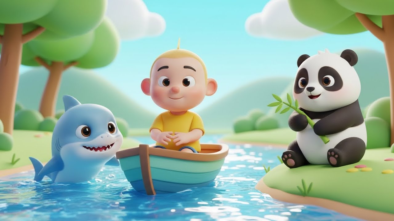 Row Row Row Your Boat 🚣‍♂️ | Fun Animal Adventure Song for Kids