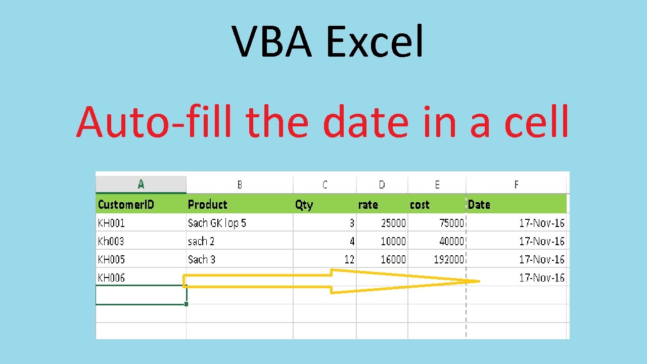 Excel VBA - Auto fill the date in a cell (Tự động điền... - youtube