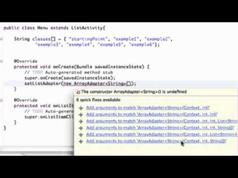 Android Application Development Tutorial 19 Setting up an ArrayAdapter   YouTube