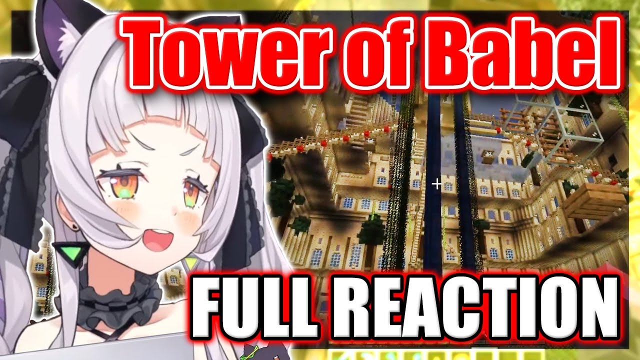 【ENG Sub】Shion REACTS to Haachama's TOWER OF BABEL in Minecraft JP Server 【Hololive】