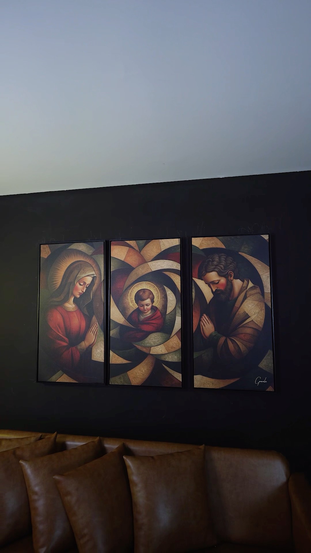 Vídeo de Quadro Sagrada Família CubismArt 3 Peças