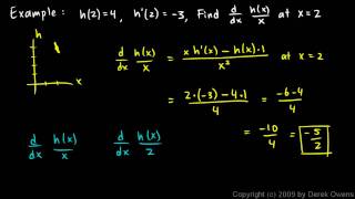 Calculus 3.07m - Quotient Rule Example