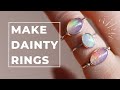 How to make DAINTY RINGS with cabochon gemstones! Making rings at home. Tutorial