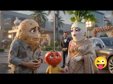 मूली ने गरीब आलू और अपने बेटे टमाटर को छोड़ दिया | Aalu Tamatar Muli lehsun #video #viral #cartoon 
