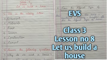 Notes of EVS Class 3 Chapter 8 Let us build a house with question and answer Karnataka State board