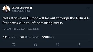 ⁣Twitter Reaction to Kevin Durant missing the All-Star Game due to Hamstring Injury