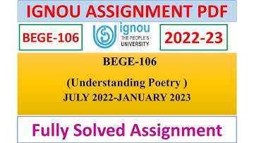 BEGE-106 SOLVED ASSIGNMENT 2022-23 | IGNOU