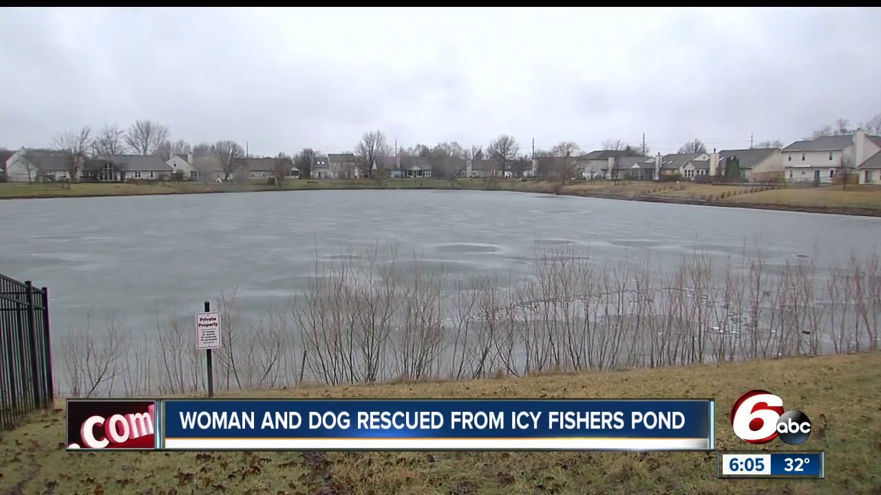 Woman falls through ice trying to rescue dog from Fishers pond YouTube