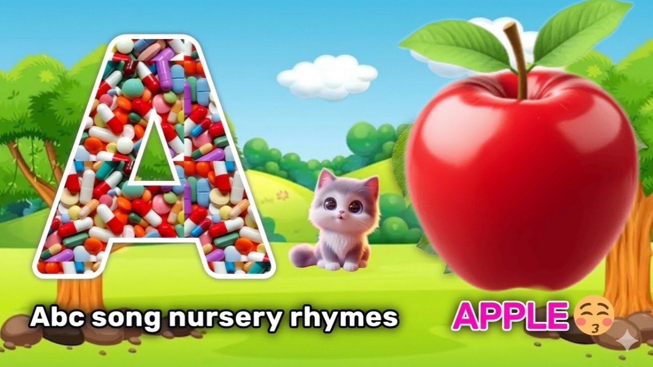 A for Apple | Phonics Song & ABC Alphabet for Kids | Nursery Rhymes ...
