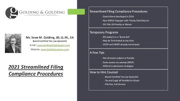 2021 Streamlined Filing Compliance Procedures SFCP